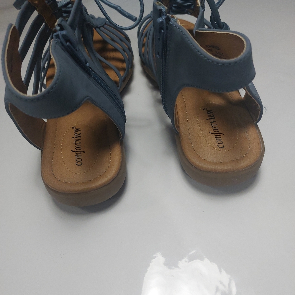 Comfortview Renata Light Blue Lace-up Sandals Size 10W - Picture 11 of 14